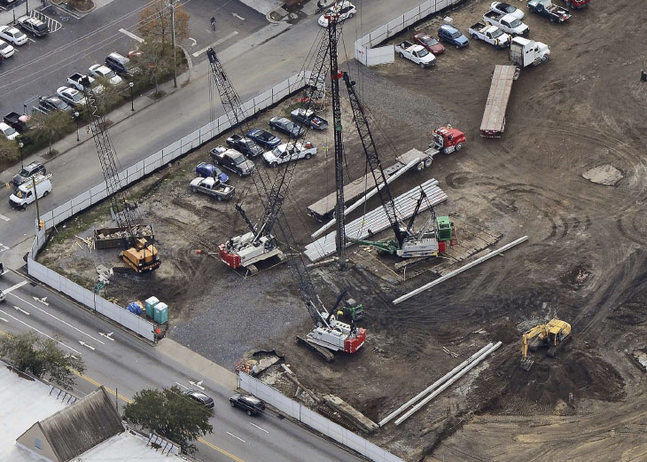 Aerial view of construction site