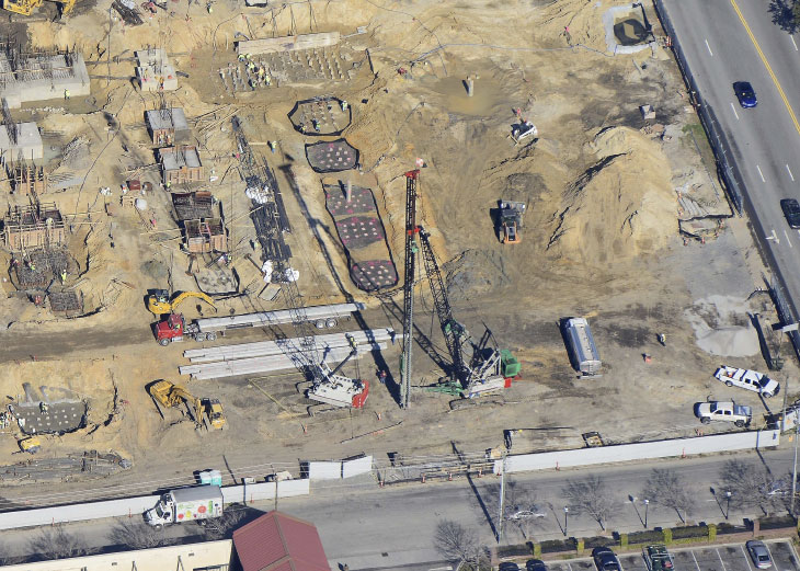 Aerial view of construction site