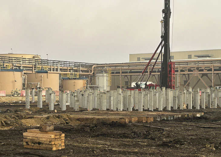 Piles mid-installation