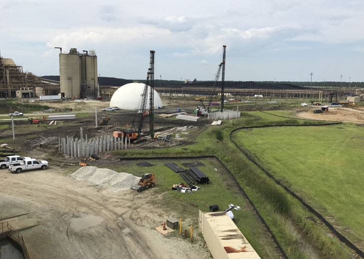 Aerial view of construction site