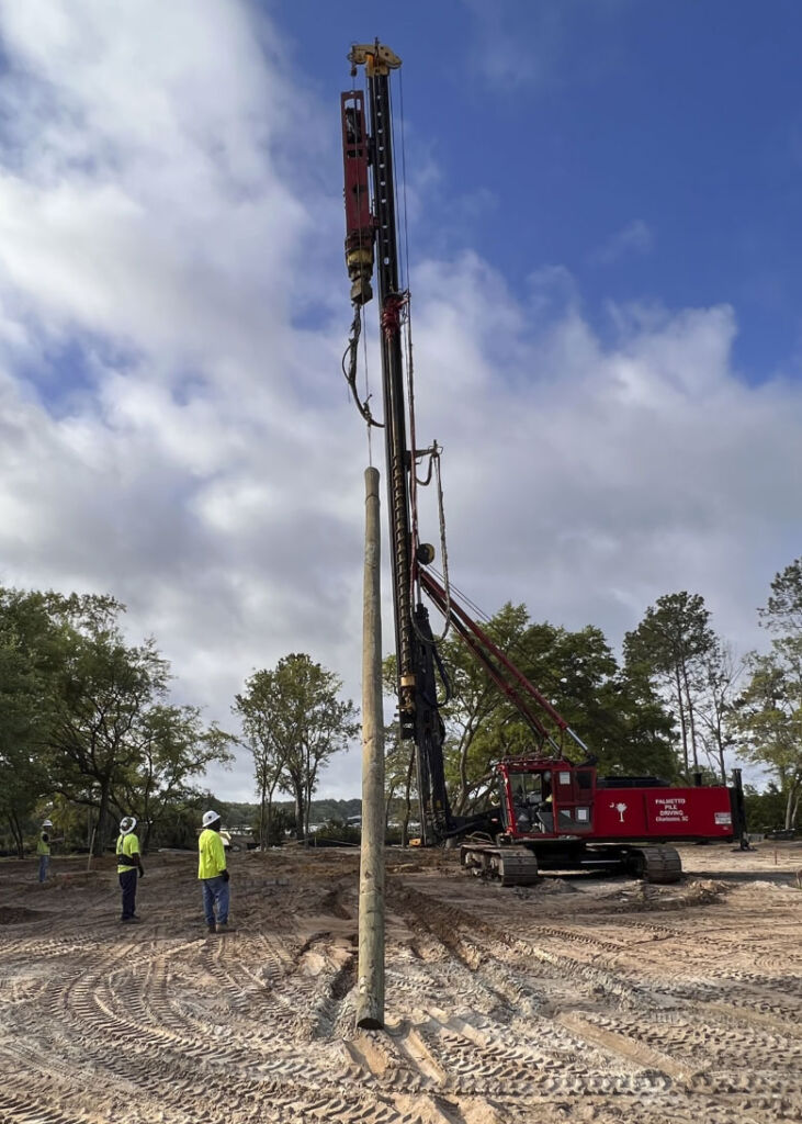 Installing piles at 1945 Ronlin Farm Road