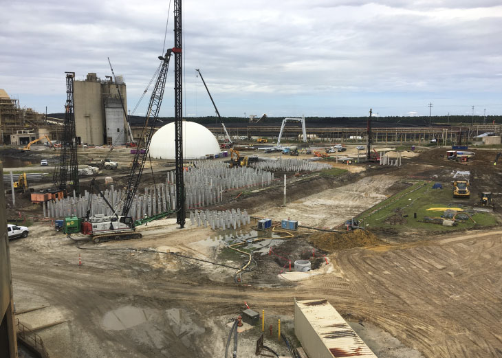 Aerial view of construction site