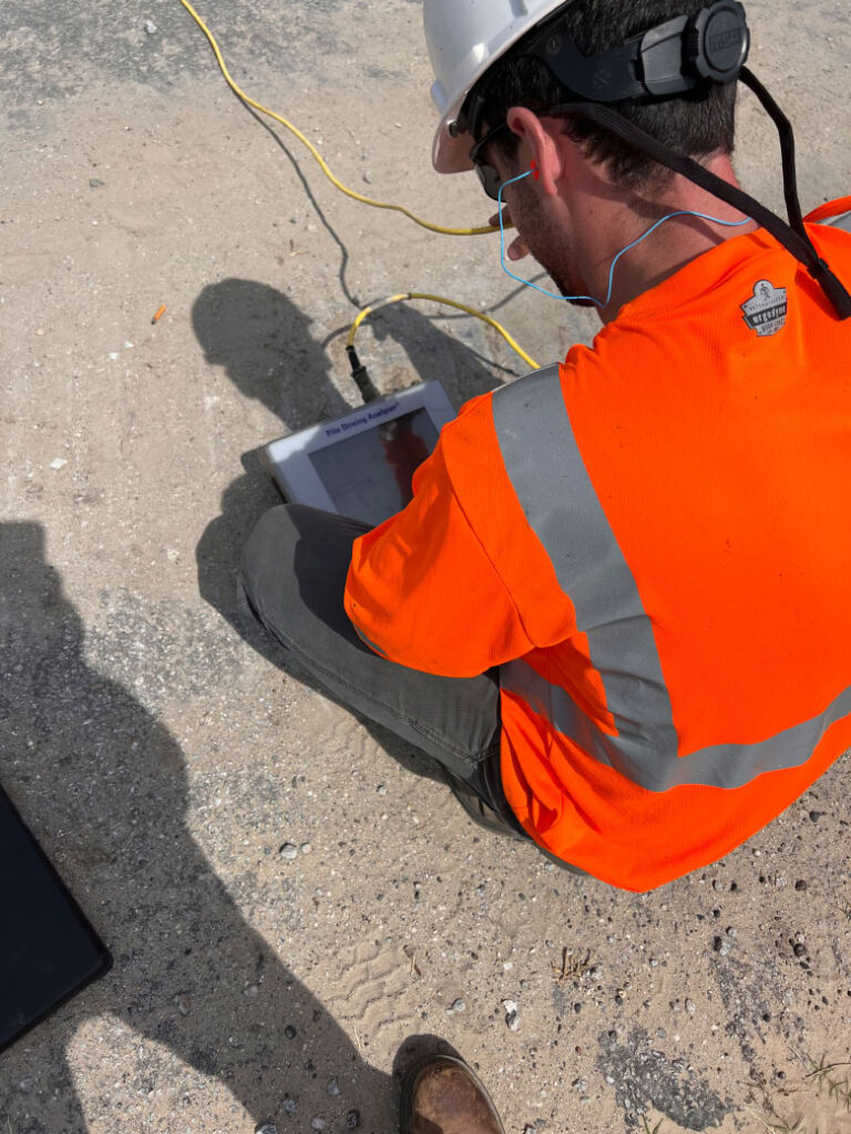 Worker reviewing data