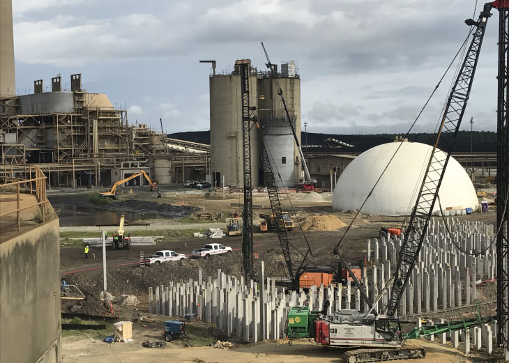 Aerial view of construction site