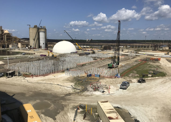 Aerial view of construction site