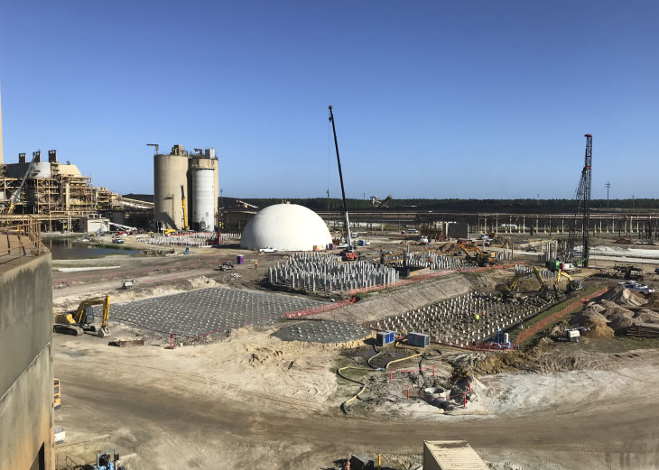 Aerial view of construction site