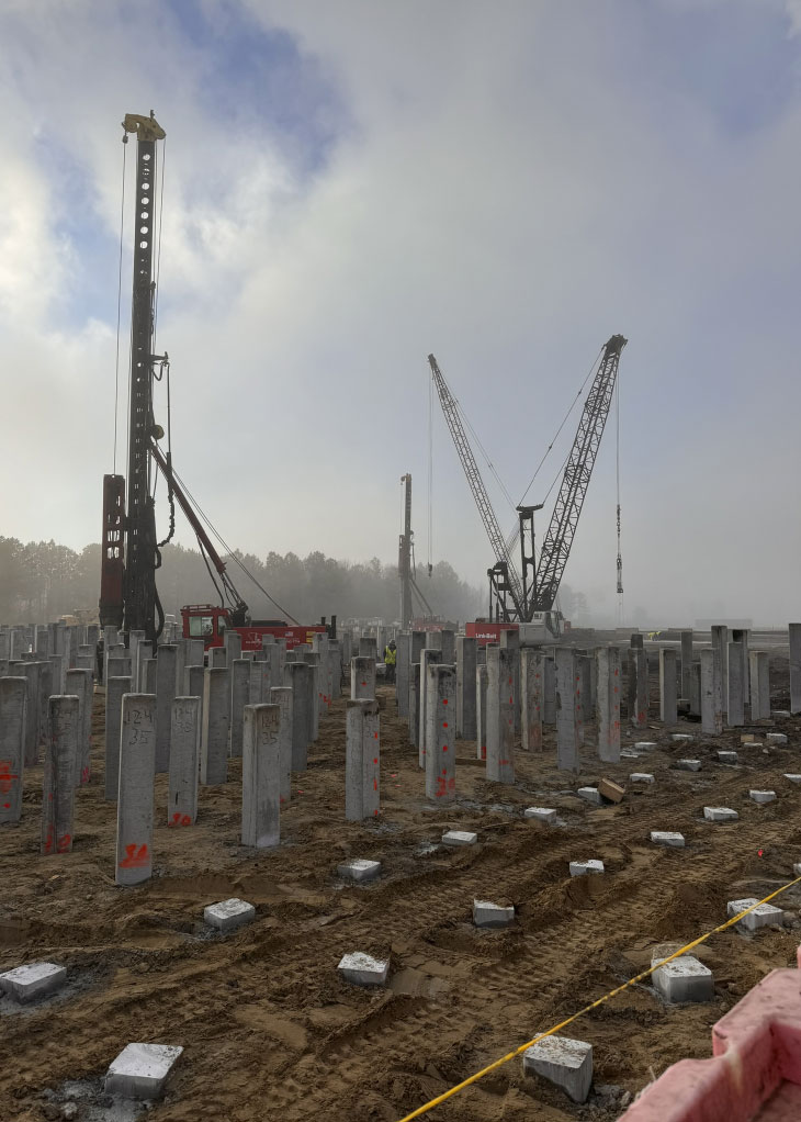 Piles mid-installation