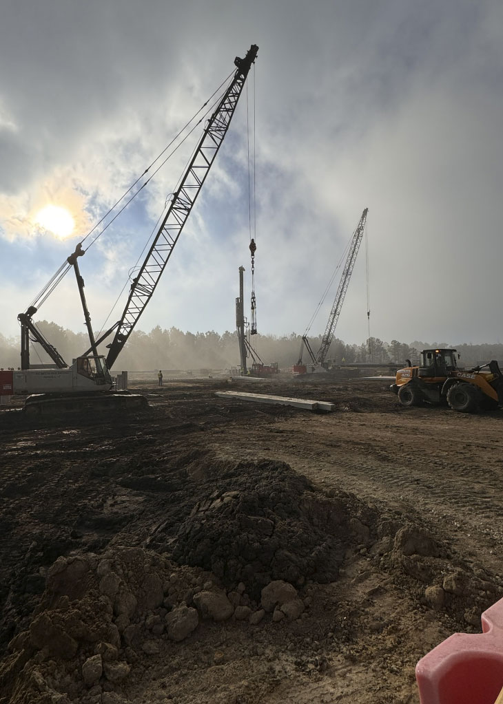 Piles mid-installation