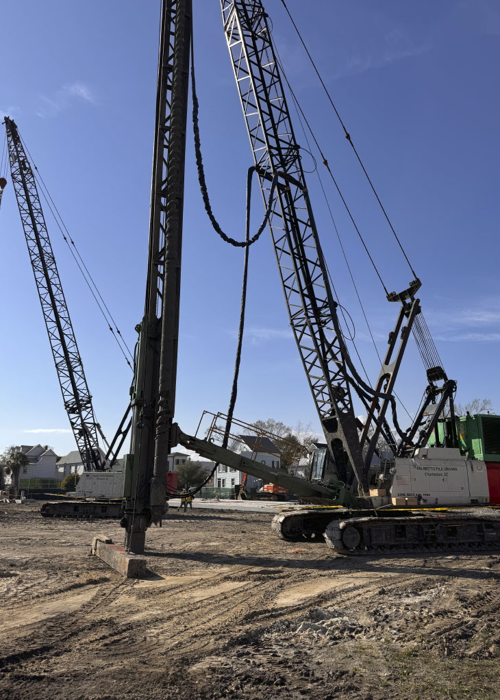Palmetto pile driver on construction site